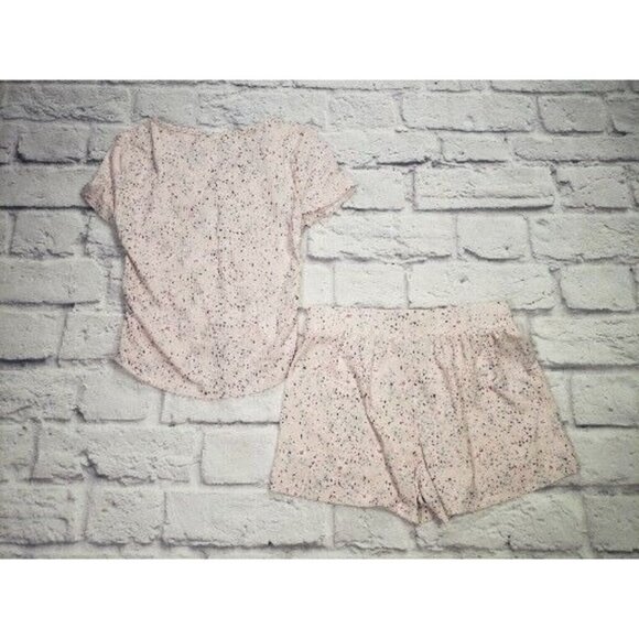 Kidtopia Girls Size 7 Pink Splatter Ruched Front Short-Sleeve Shirt & Short Set - Picture 8 of 8